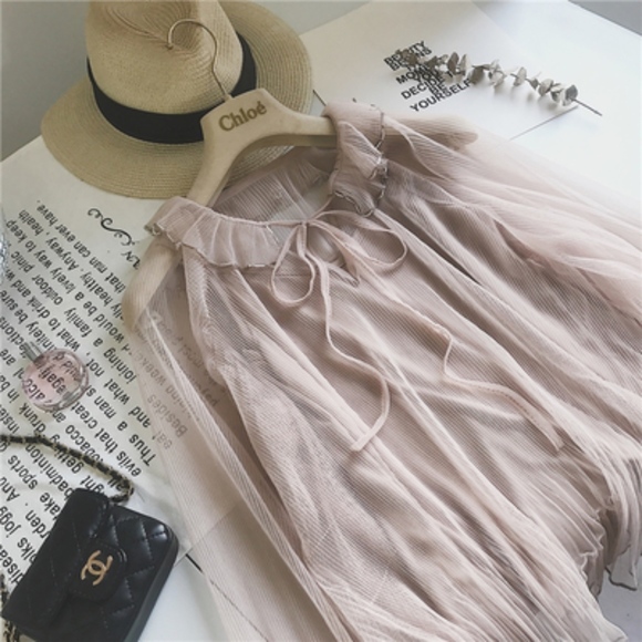 Tops - French Style Blush Ruffle Peasant Top